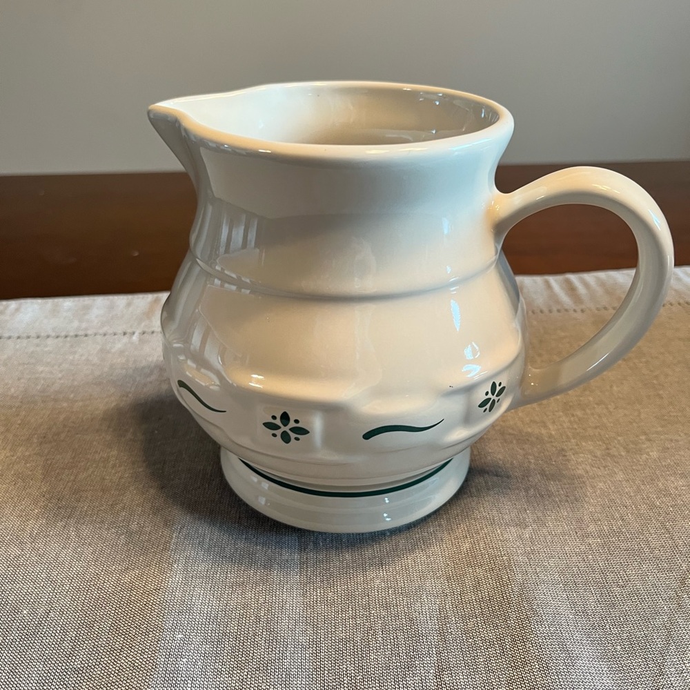 Longaberger pottery pitcher green